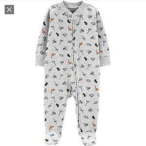 Carter’s Grey Ribbed Dinosaur Footie Pajamas 6 months